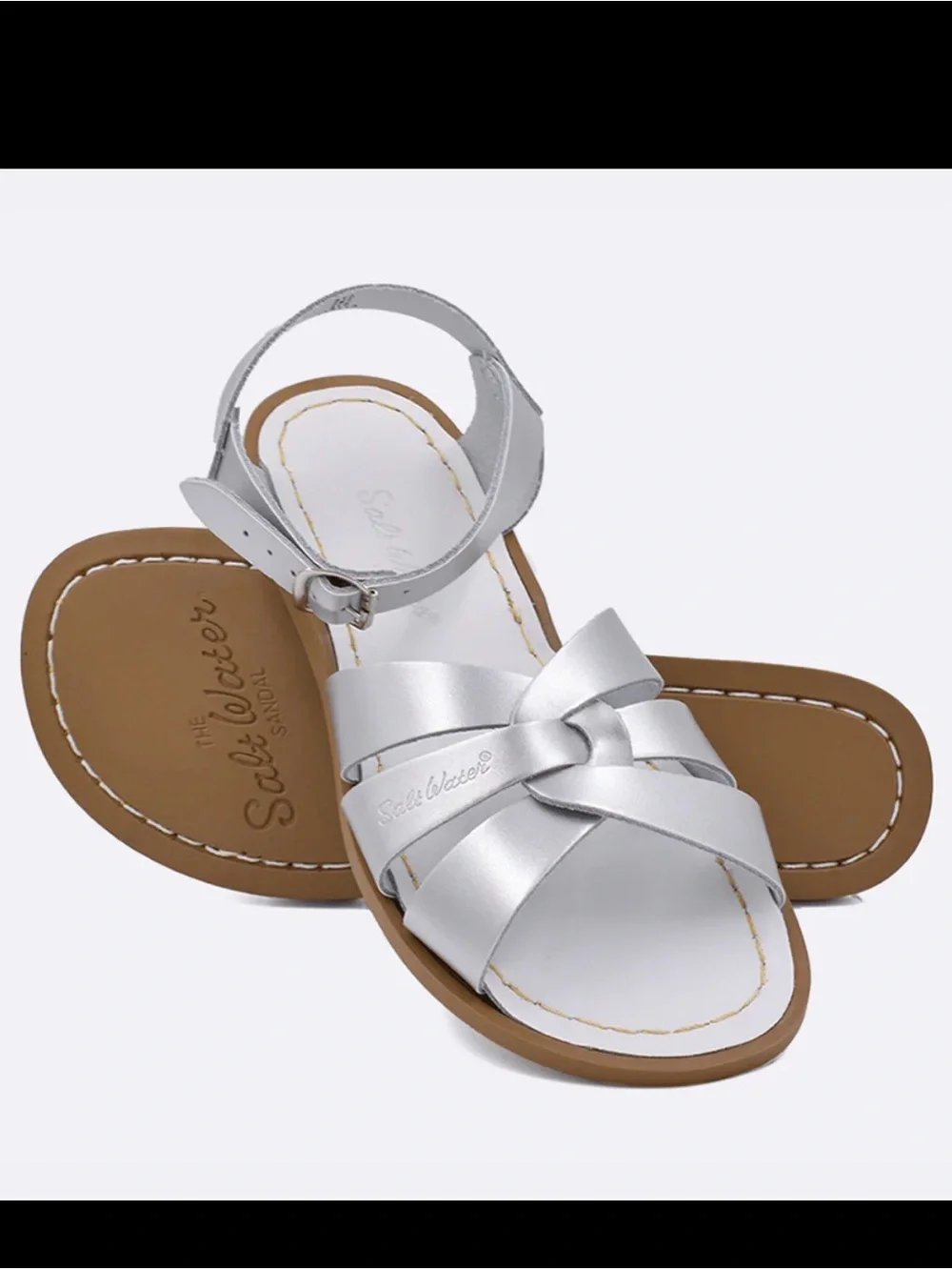 Salt Water Girls' Metallic Silver Cross-Strap Sandals